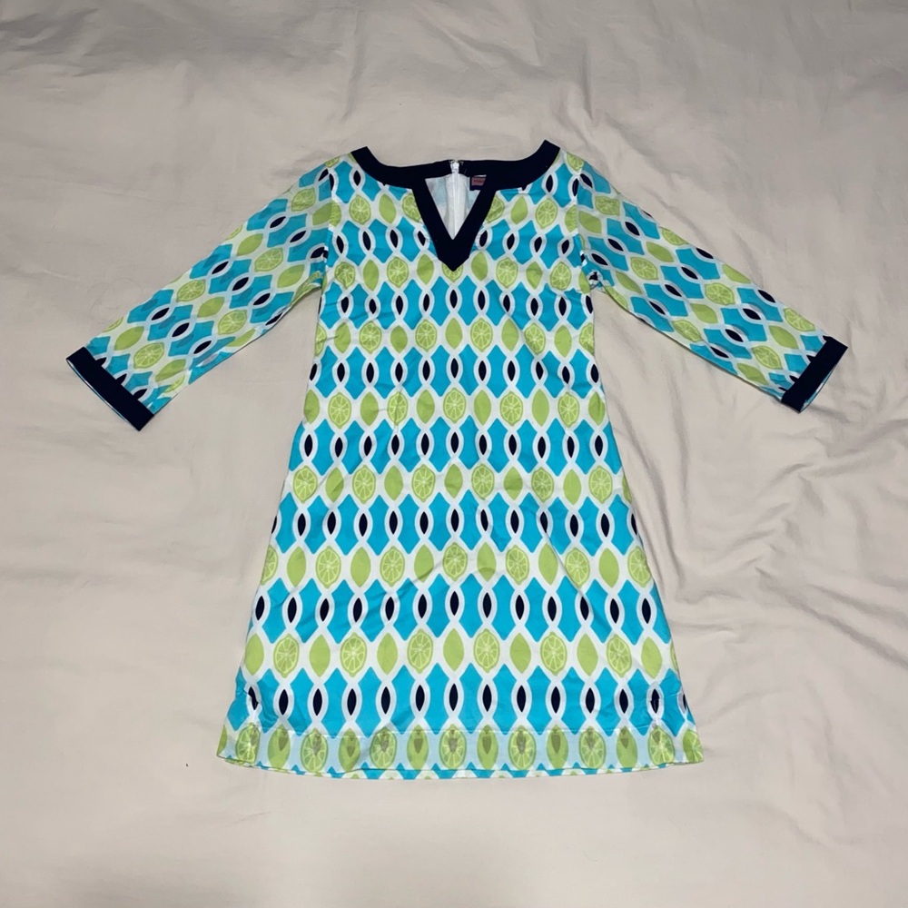 Vineyard Vines Blue and Green A-line Dress with V-neck